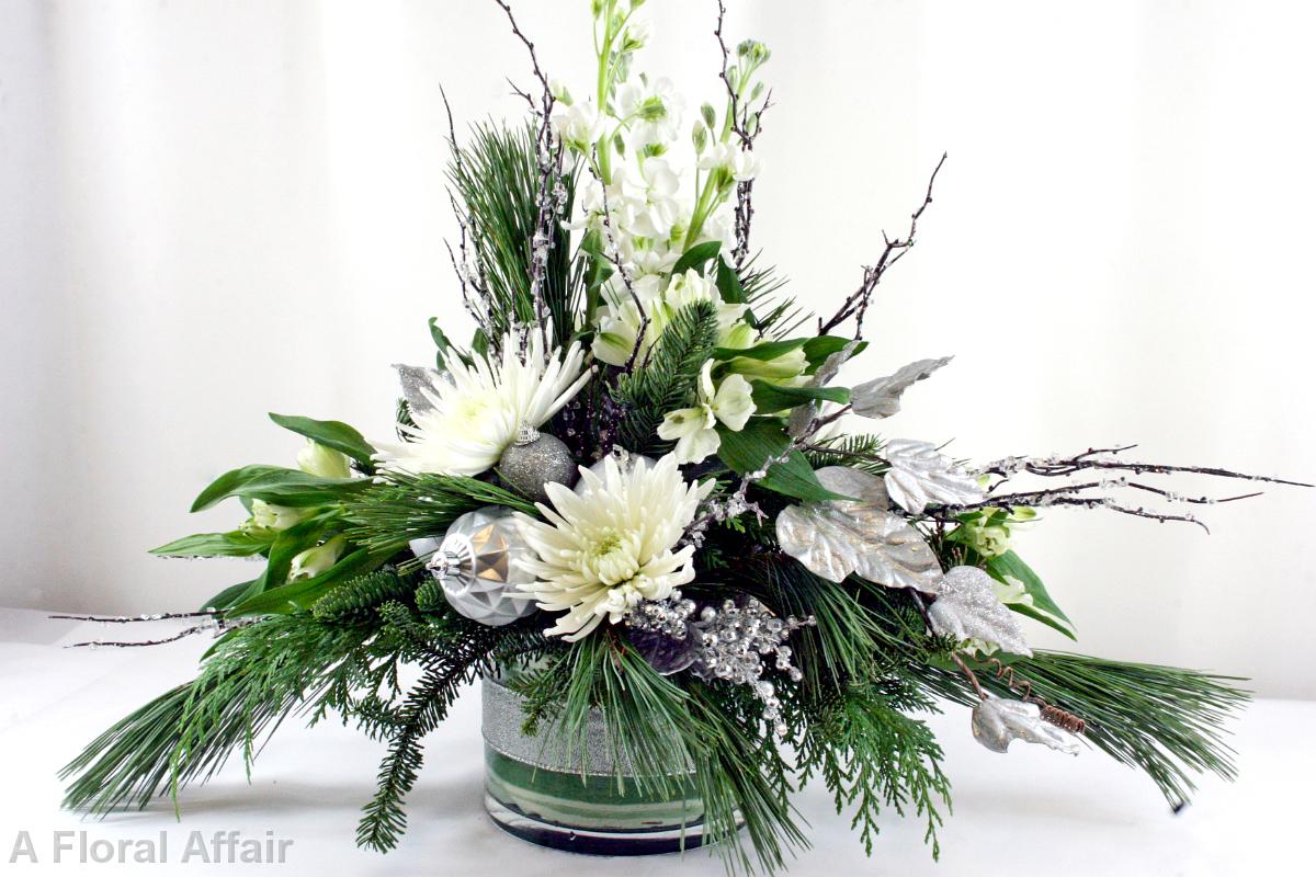 HD8056-Silver and White Holiday Centerpiece