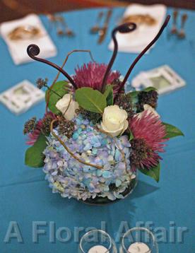 RF0372-Turquoise, Plum and Brown Centerpiece