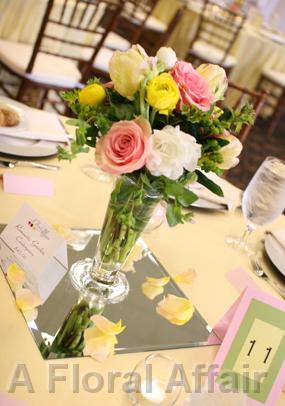RF0375- Pastel Pinks and Yellows Mixed Spring Centerpiece