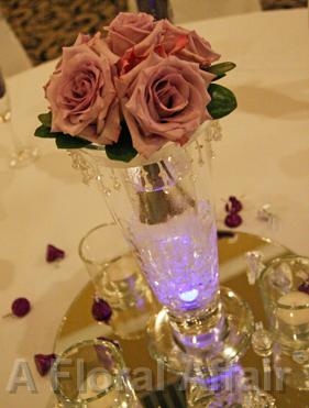 RF0409-Rhinestone and Lavender Rose Centerpiece