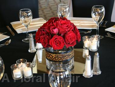 RF0412-Red Rose and Leopard Print Centerpiece