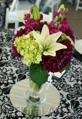 RF0418-Traditional Plum, Grape, Green and White Centerpiece