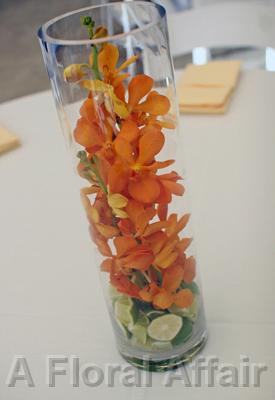 RF0426-Orange Mokara Orchid and Lime Centerpiece