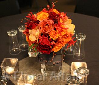 RF0434-Rust Oragne and Red Rustic Fall Centerpiece