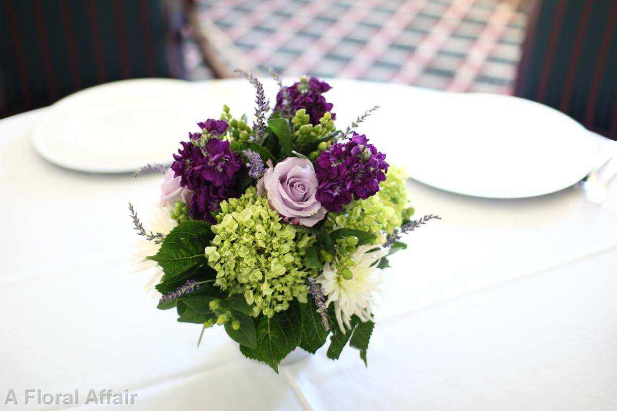 RF0460-Low Purple, Green and Lavender Centerpiece
