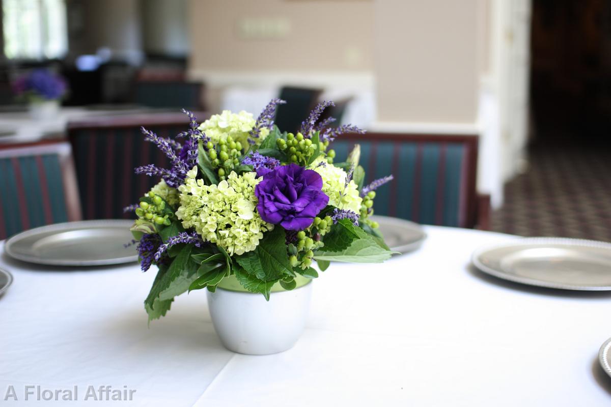RF0462-Silver Purple and Green Centerpiece