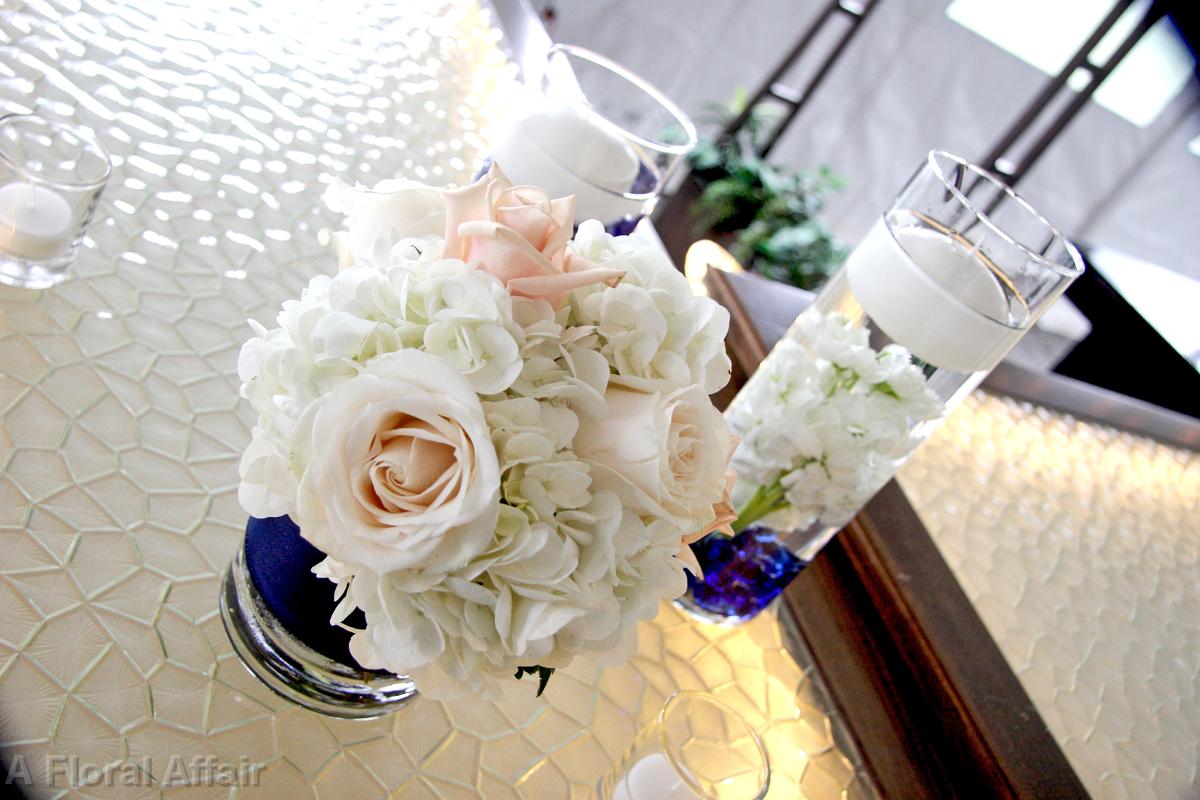 RF0538-Navy and White Table Centerpiece Setting with Candles