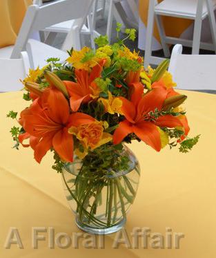 RF0772-Graceful Garden, Orange, Yellow and Green Centerpiece