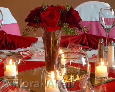 RF0850-Romantic, Elegant, Red Rose Centerpiece