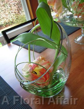 RF0975-Contemporary, Yellow, Orange and Green Floating Centerpiece