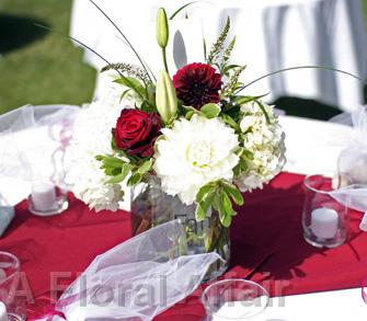 RF1000- Summer, Romantic, Red and White Centerpiece