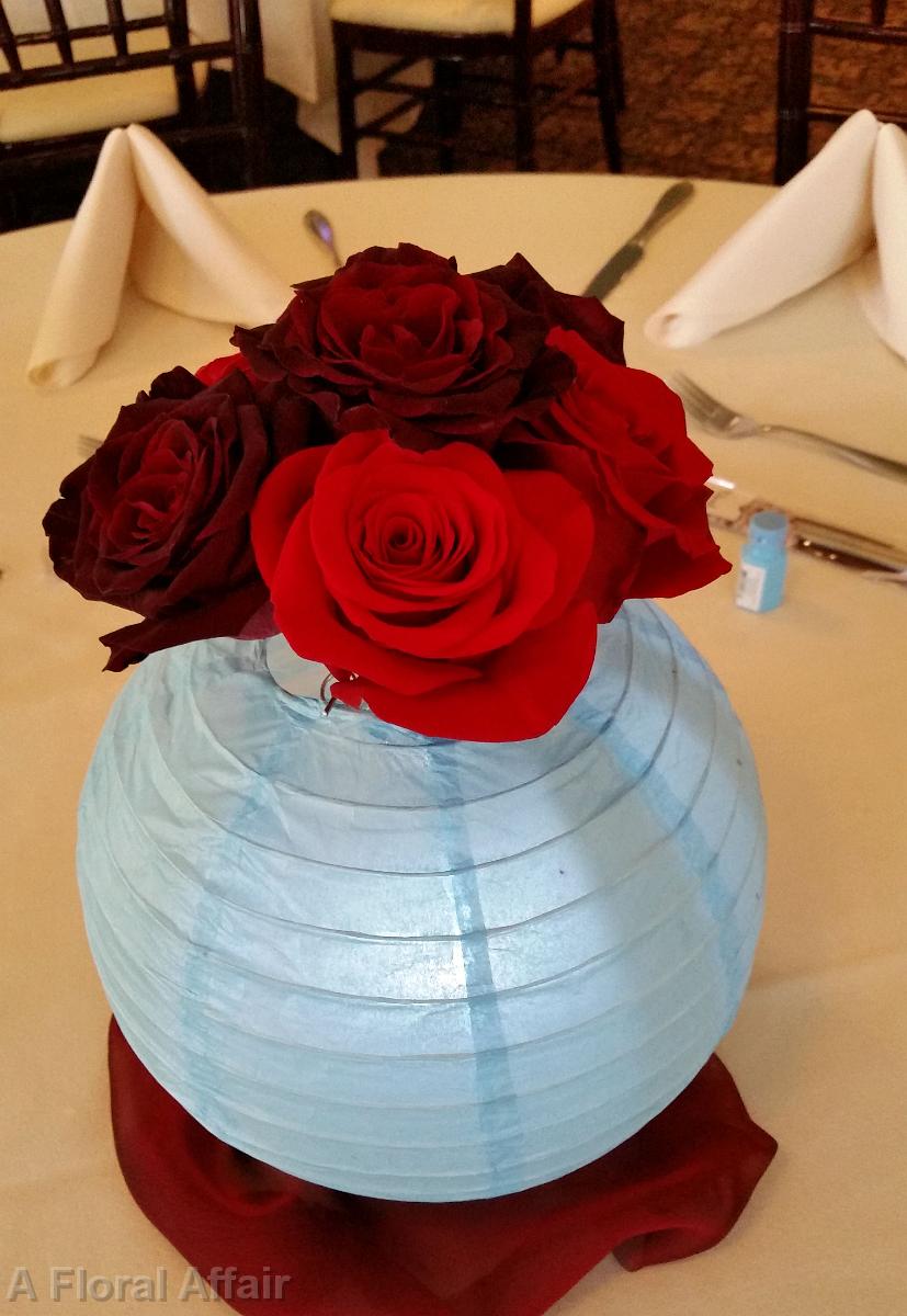 RF1203-Paper Lantern Table Centerpiece and Rose