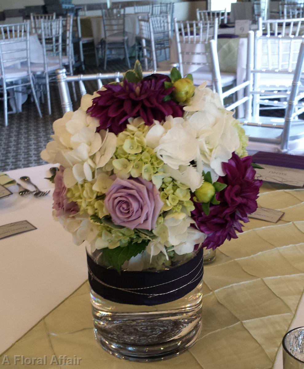 RF1205-Plum, White, Green and Lavender Floral Orb Centerpiece