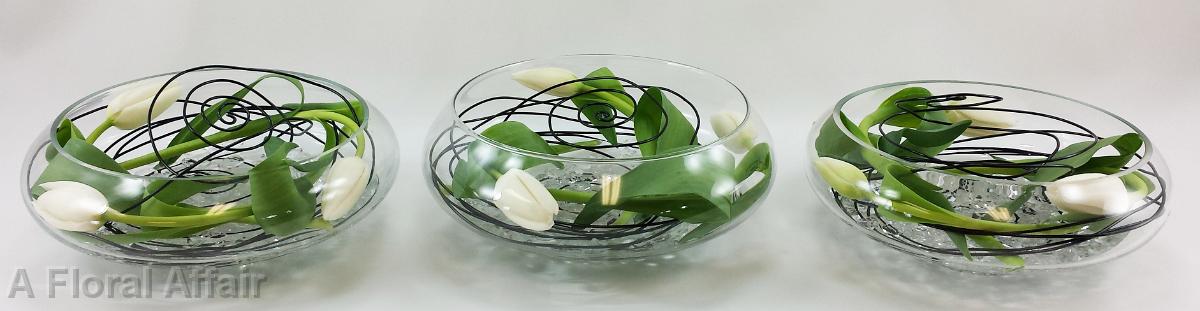 RF1250-White, Green and Brown, Whimsical and Elegant Low Centerpiece