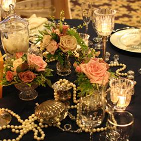 RF0359-Vintage Pearl, Blush Pink, and Champagne Table Centerpiece