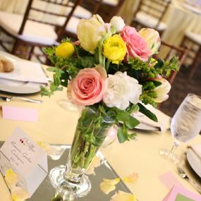 RF0375- Pastel Pinks and Yellows Mixed Spring Centerpiece