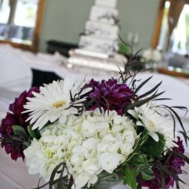 RF0428-Low White and Purple Centerpiece