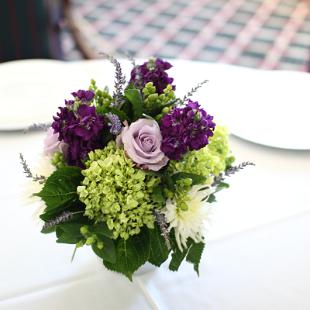 RF0460-Low Purple, Green and Lavender Centerpiece