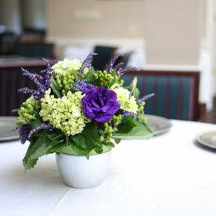 RF0462-Silver Purple and Green Centerpiece