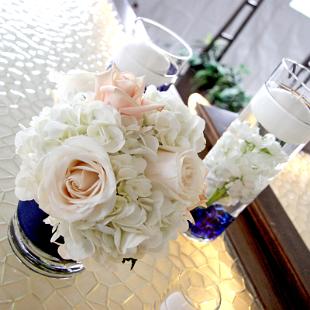 RF0538-Navy and White Table Centerpiece Setting with Candles