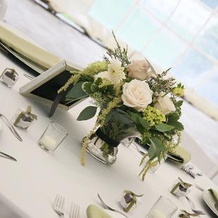 RF0600-Low, Garden Romantic White and Green Centerpiece