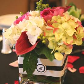 RF0914-Classy, Pink, White, and Green Cube Centerpiece