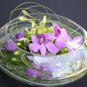 RF0979-Contemporary, Lavender and Green Floating Bowl Centerpiece