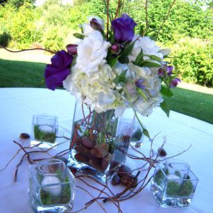 RF0995-Natural Rustic Purple and White Centerpiece and Votive Candle Accents