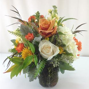 RF1107-Low Rustic Orange and White Centerpiece-1