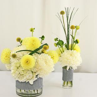 RF1176-Whipsical Boho Yellow, White and Gray Centerpiece