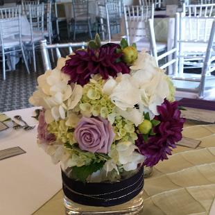 RF1205-Plum, White, Green and Lavender Floral Orb Centerpiece
