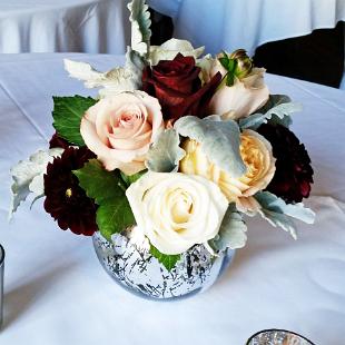 RF1240-Elegant Garden Rose Centerpiece in Mercury Glass Vase edited-1