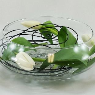 RF1250-White, Green and Brown, Whimsical and Elegant Low Centerpiece