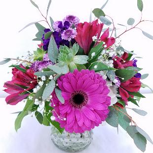RF1352-Succulant, Pink and Purple Centerpiece