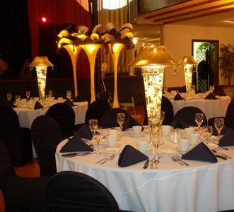 R0F849-White and Gold Contemporary Chic Tall Centerpiece
