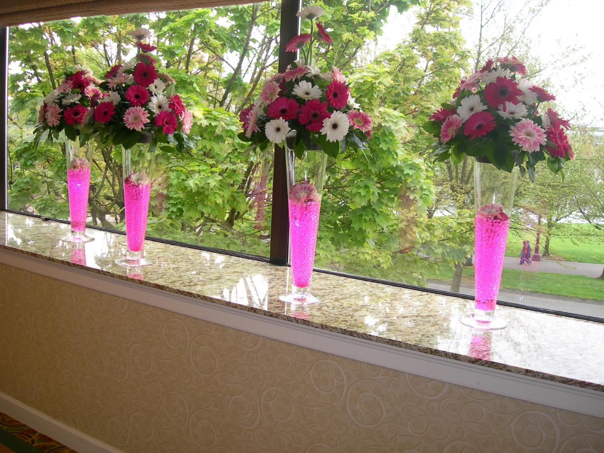RF0921-Hot Pink, Blush Pink, and White Whimsical Summer Tall Centerpiece