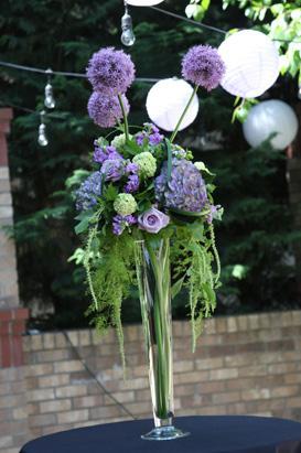 RF0978-Purple, Lavender and Green Whimsical Garden Tall Centerpiece