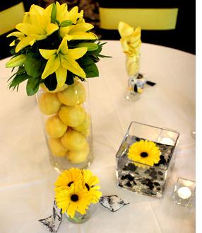 RF1015-Yellow Lemon Summer Whimsical Low and Tall Centerpiece