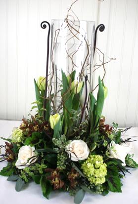 RF1028-Ivory, Green and Brown, Natual Woodland Centerpiece