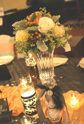 RF1029-Apricot and Ivory, Romantic Garden Tall Centerpiece