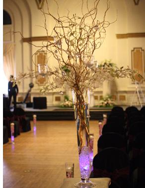 RF1036-Gold Branch and White Whimsical Chic Tall Centerpiece