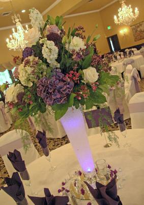 RF1046-Purple, Lavender, and White Romantic Garden Tall Centerpiece
