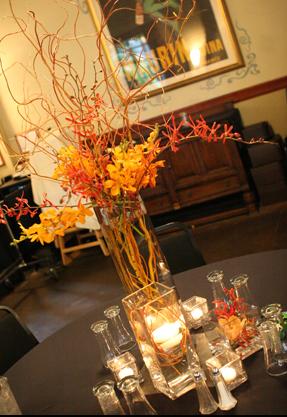 RF1054-Orange and Arpicot, Whimsical Contemporary Tall Centerpiece