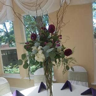 Plum and White Tall Centerpiece