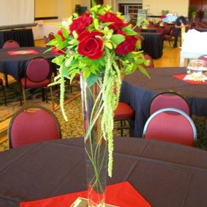 RF0771-Crimson Red and Lime Green, Stylish, Modern Tall Centerpiece