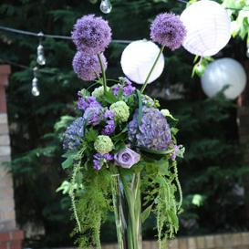 RF0978-Purple, Lavender and Green Whimsical Garden Tall Centerpiece