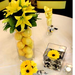RF1015-Yellow Lemon Summer Whimsical Low and Tall Centerpiece