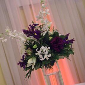 RF1021-Purple and White Sophisticated Tall Centerpiece