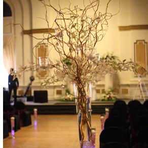 RF1036-Gold Branch and White Whimsical Chic Tall Centerpiece