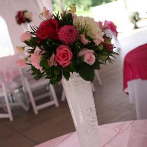 RF1044-Pink and White Romantic Garden Tall Centerpiece with Crystal Accent